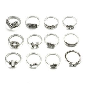 **SUNNIVA* 12-Pc Silver Animal Fashion Ring Set